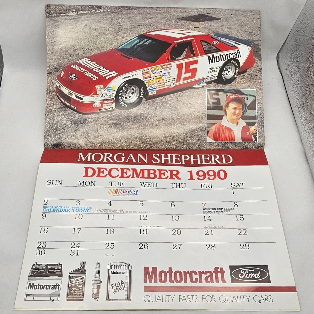 1990 Winston Cup NASCAR Driver Calendar Harry Gant Ken Schrader Geoff Bodine VTG